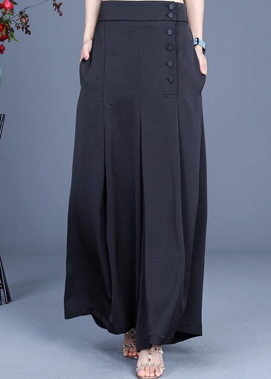 Diy White Polka Dots Button Wide Leg Pants Summer