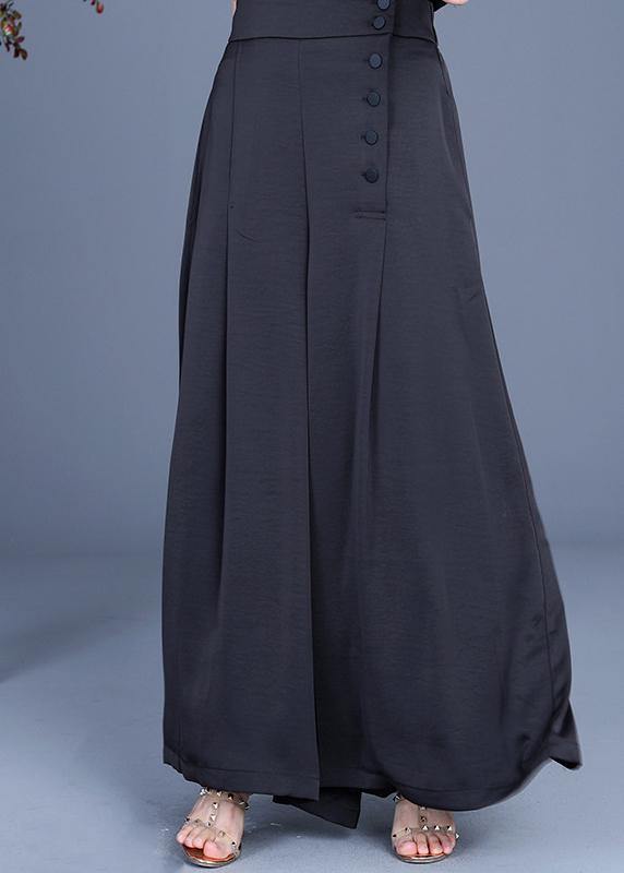 Diy White Polka Dots Button Wide Leg Pants Summer