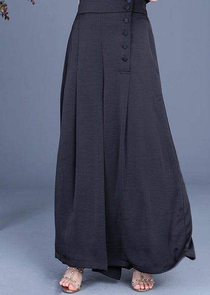 Diy White Polka Dots Button Wide Leg Pants Summer