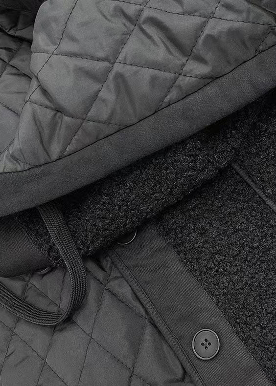 Diy Black Hooded Patchwork Thick Teddy Faux Fur Coats in Winter