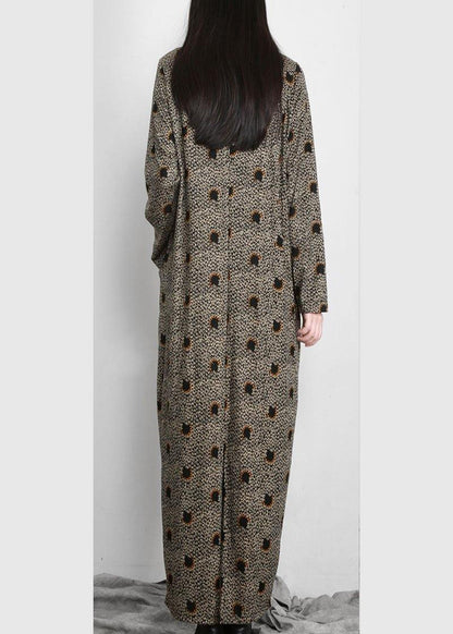 Diy Black Jacquard Pockets Long Sleeve Fall Maxi Dress