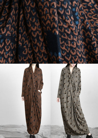 Diy Black Jacquard Pockets Long Sleeve Fall Maxi Dress