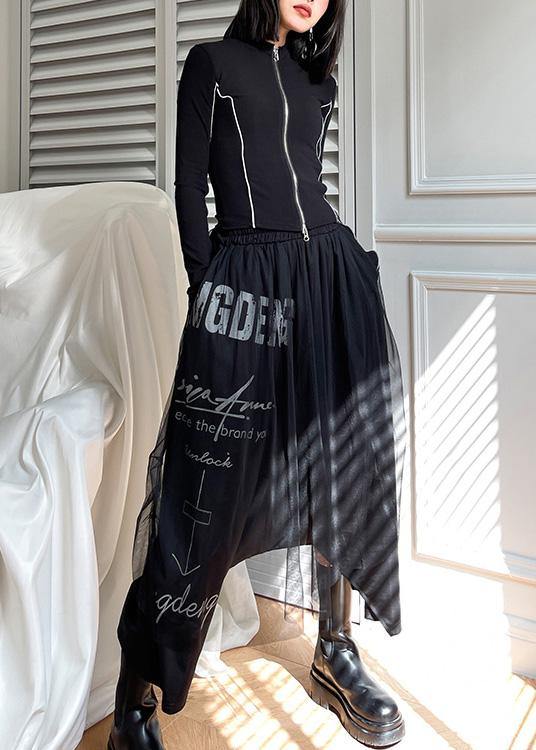 Diy Black Patchwork Letter Pants