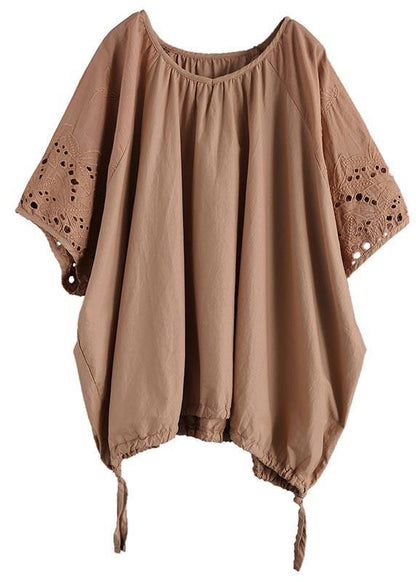 Diy Chocolate Hollow Out Cotton Blouse Top Summer