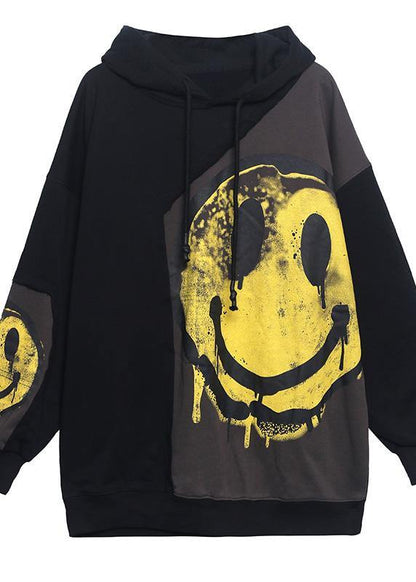 Diy Hooded Patchwork Spring Clothes For Women Shirts Gray Print Tops