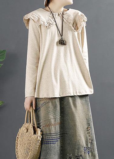 Diy Khaki For Women Peter Pan Collar Tops