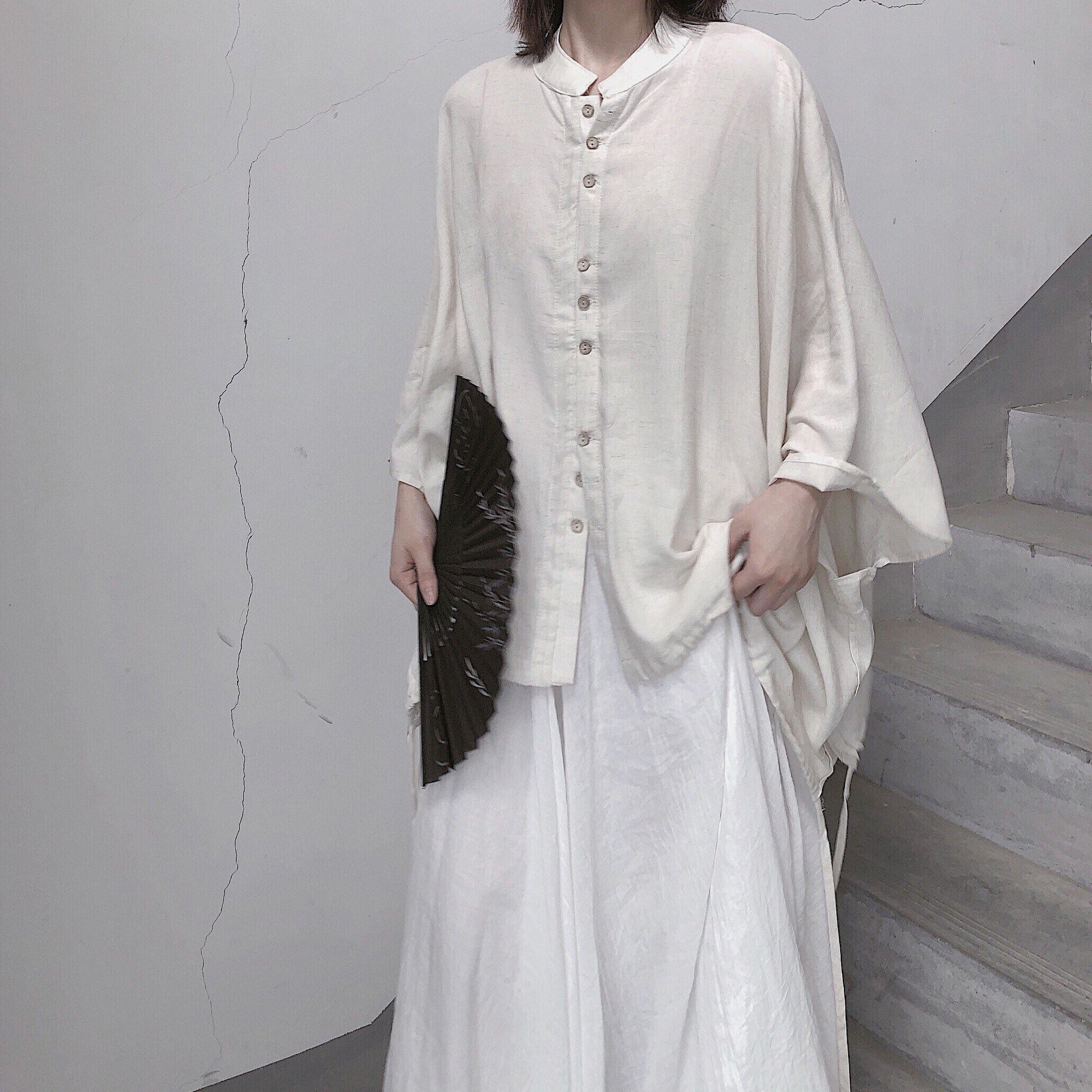 Diy Stand Collar Batwing Sleeve Tops Women Blouses Tutorials Nude Blouses