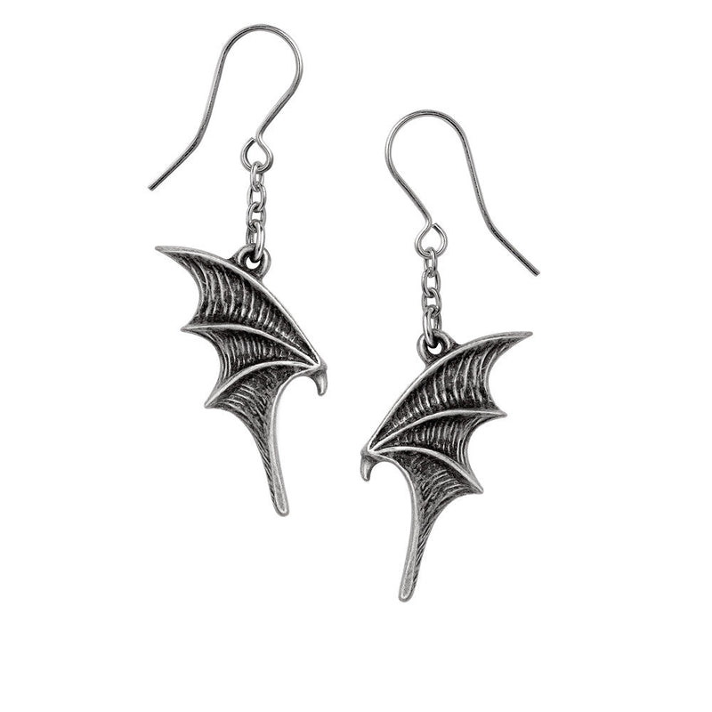 A Night With Goethe Droppers Bat Wing Earrings by Alchemy Gothic