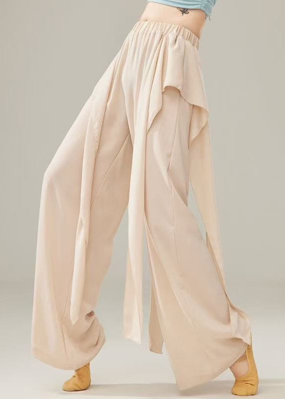 Beige Draping Cotton Dance Pants Spring