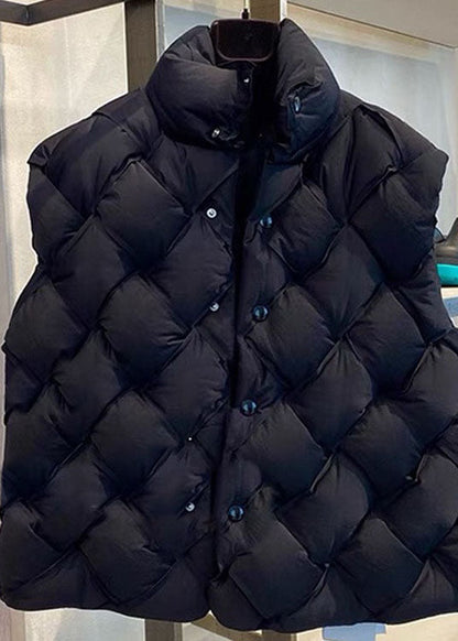 Black Button Duck Down Winter Down Vest