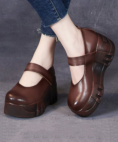 Black Cowhide Leather Buckle Strap High Wedge Heels Shoes