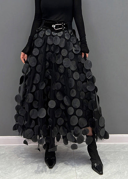 Purple Dot Patchwork Tulle Skirt Fall