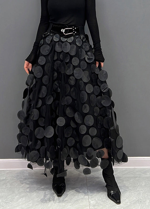 Purple Dot Patchwork Tulle Skirt Fall
