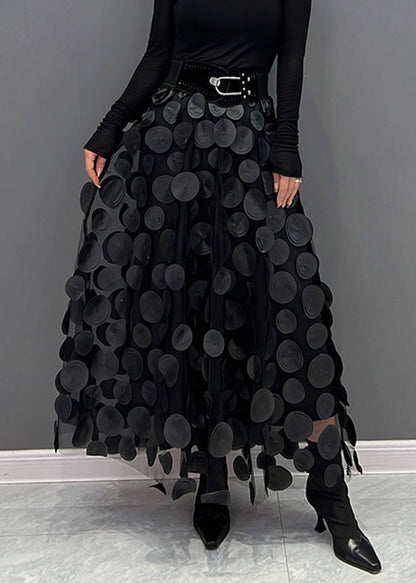 Purple Dot Patchwork Tulle Skirt Fall