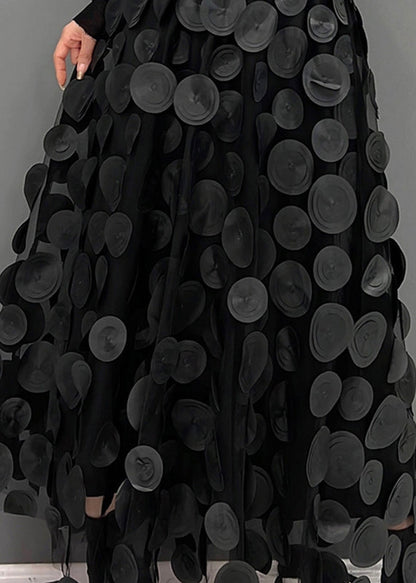 Dark Green Dot Patchwork Tulle Skirt Fall