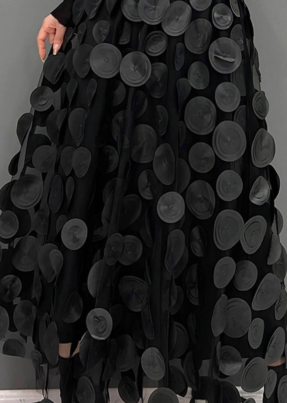 Purple Dot Patchwork Tulle Skirt Fall