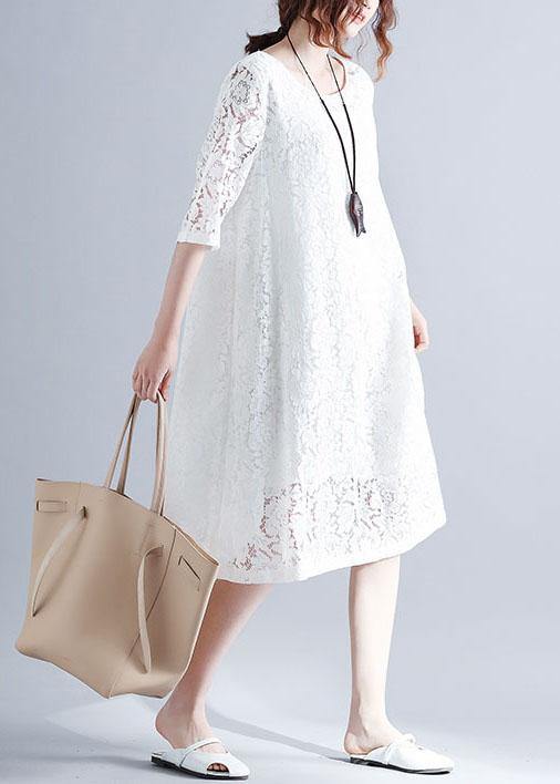 Black Loose Lace Summer Half Sleeve Summer Dress