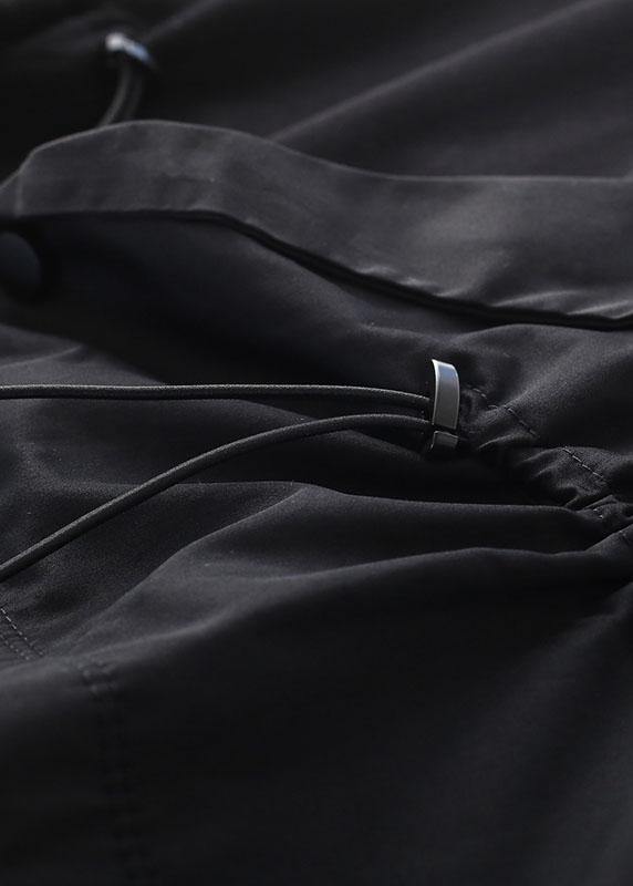 Elegant Black O-Neck Asymmetrical Design Cinched Sweatshirt Streetwear