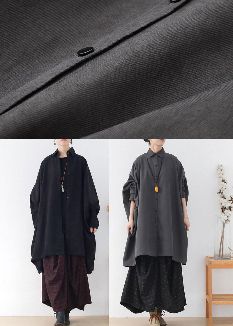 Black Peterpan Collar Asymmetrical Design Fall Cardigans Long Sleeve