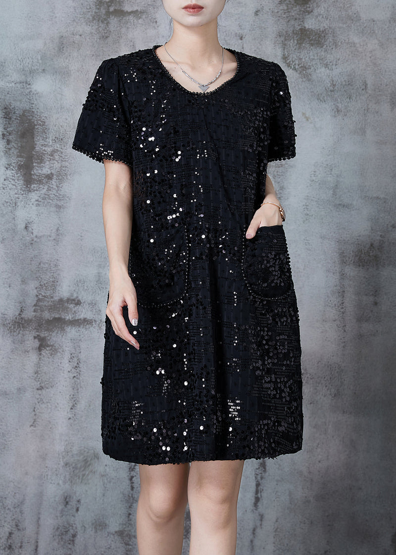 Black Sequins Nail Bead Party Dresses Summer