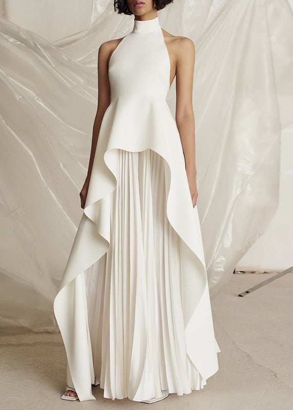 Black Turtleneck Asymmetrical Patchwork Maxi Vestidos Dresses Sleeveless