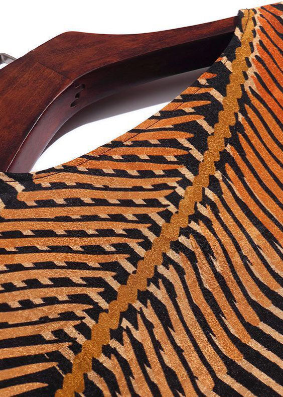 Black V Neck Leaf Print Side Open Silk Long Dress Summer