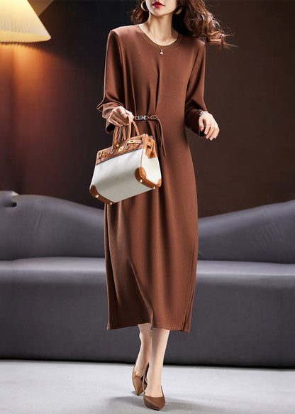 Black Wrinkled Tunic Maxi Dresses Long Sleeve