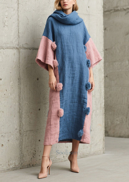 Blue Oversized Patchwork Fuzzy Ball Decorated Ankle Dress Bracelet Sleeve