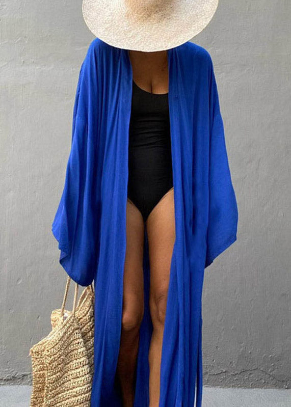 Blue Tie Waist Maxi Holiday Cardigans Summer