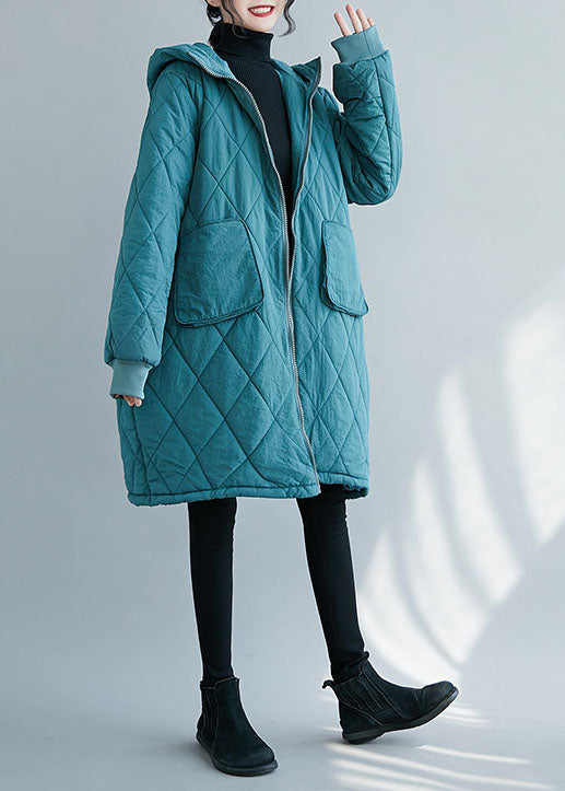Blue Zip Up Thick Fine Cotton Filled Parka Winter