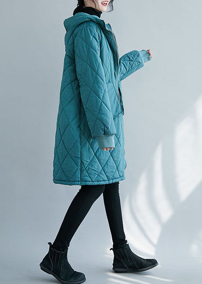Blue Zip Up Thick Fine Cotton Filled Parka Winter