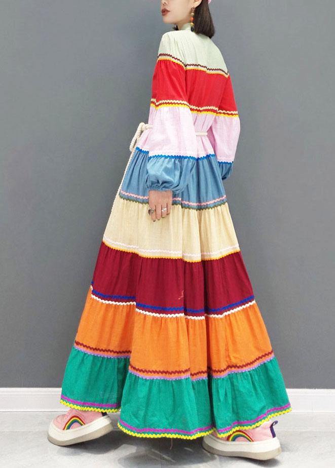 Color Block Button Patchwork Holiday Dress Fall Long Sleeve