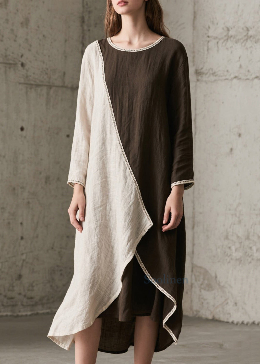 Colorblock Asymmetrical Oversized Cotton Maxi Dresses Spring