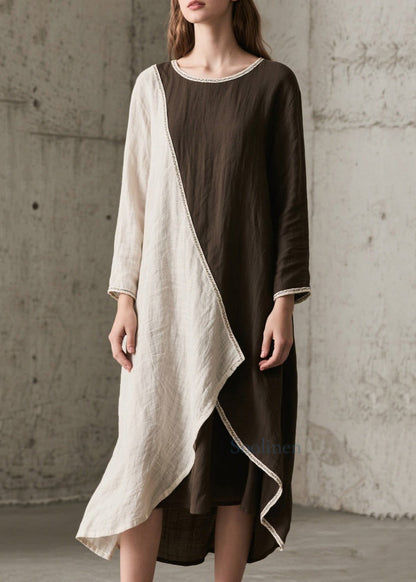 Colorblock Asymmetrical Oversized Cotton Maxi Dresses Spring
