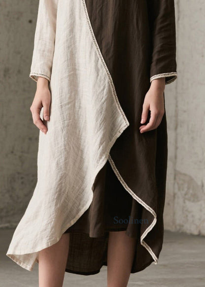 Colorblock Asymmetrical Oversized Cotton Maxi Dresses Spring