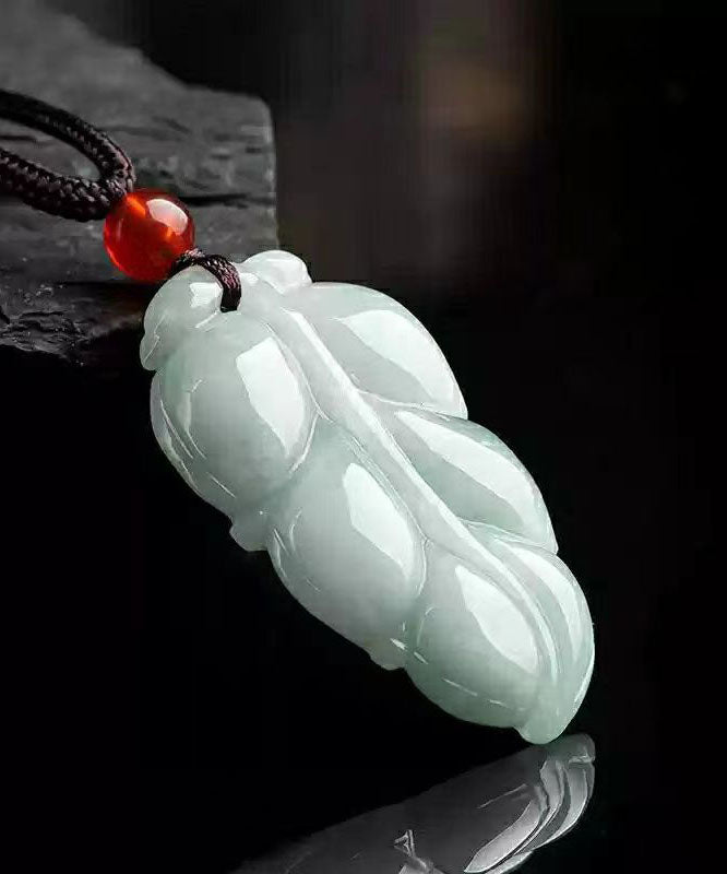 Cyan Jade Leaves Pendant Necklace