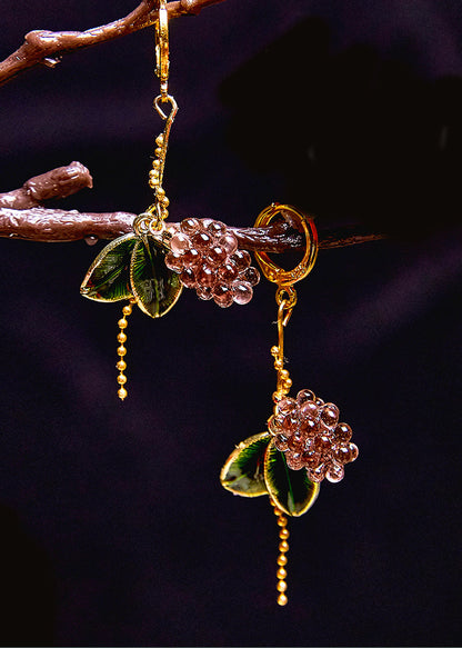 Grapes and Leaves Tassels Drop Earrings