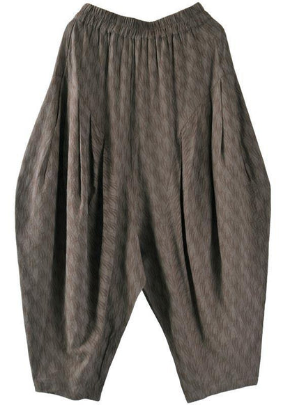 Grey High Waist Cotton Linen Lantern Pants Summer