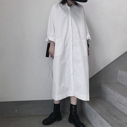 Lapel Side Open Spring Dresses Shape White a Line Dresses