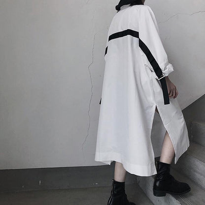 Lapel Side Open Spring Dresses Shape White a Line Dresses