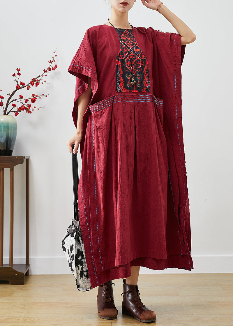 Mulberry Embroideried Patchwork Cotton Dresses Summer