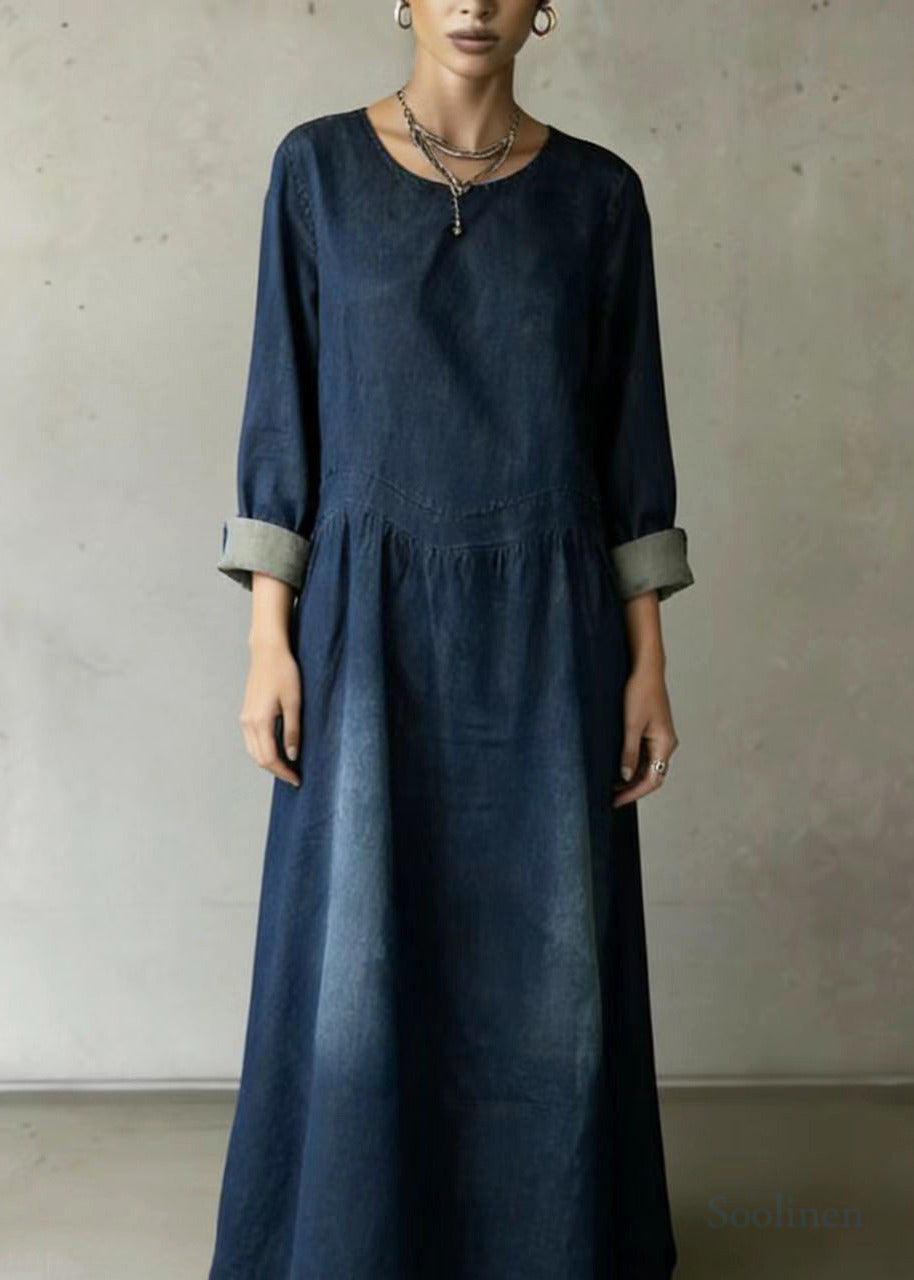 Navy Oversized Denim Ankle Dress Spring