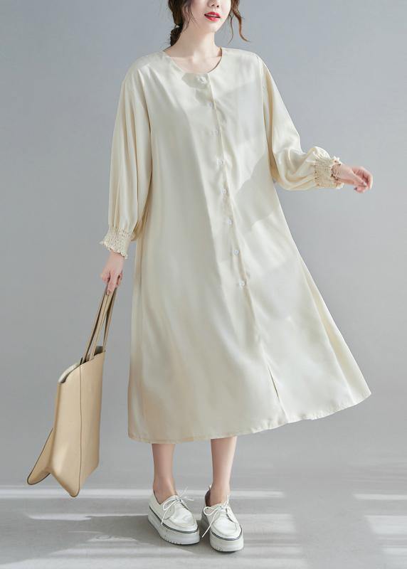 Nude Wardrobes O Neck Lantern Sleeve a Line Spring Dresses