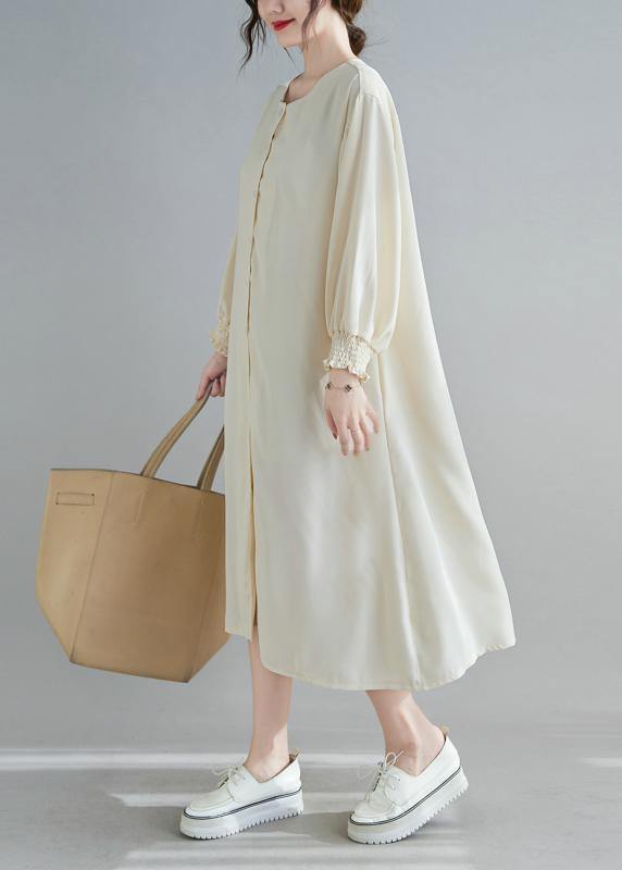 Nude Wardrobes O Neck Lantern Sleeve a Line Spring Dresses