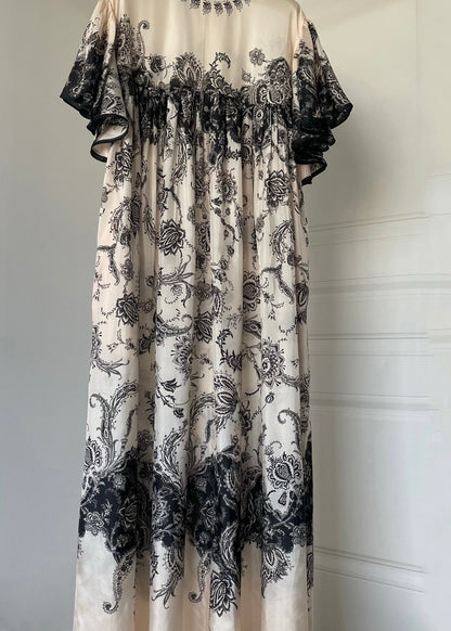 O Neck Print Cotton Long Dresses Summer