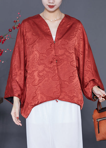 Orange Oversized Wear on Both Sides Silk Cardigans Summer