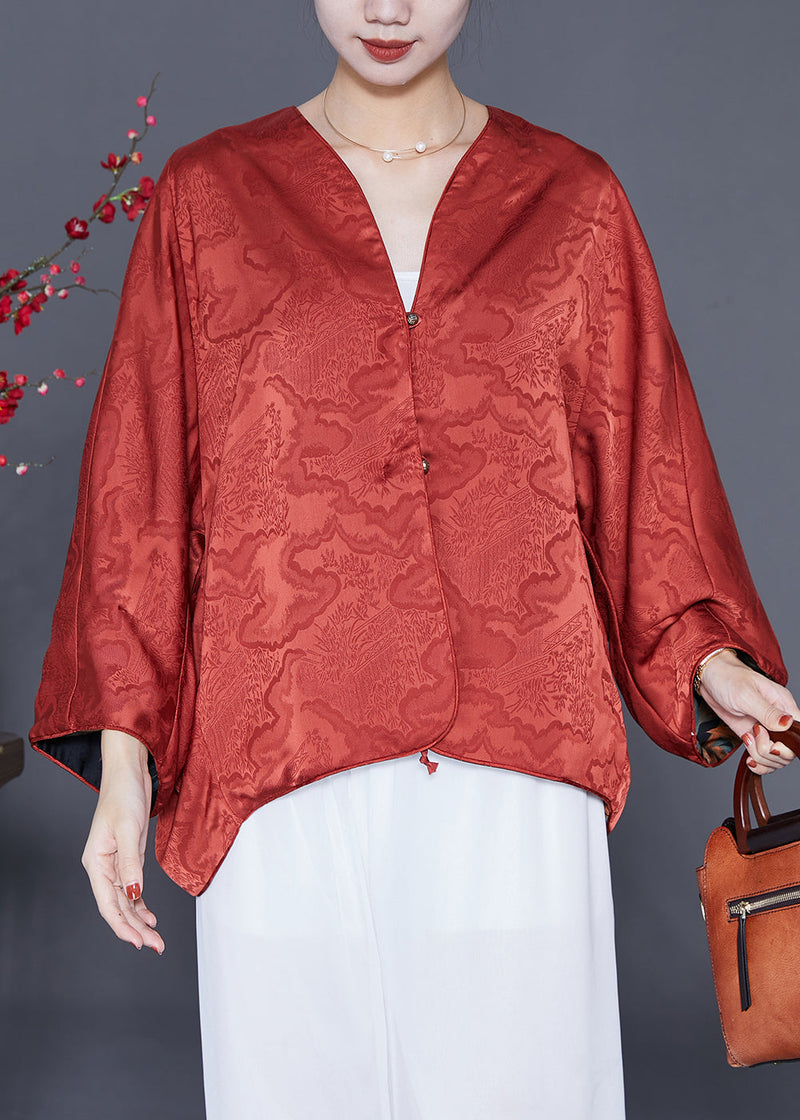Orange Oversized Wear on Both Sides Silk Cardigans Summer