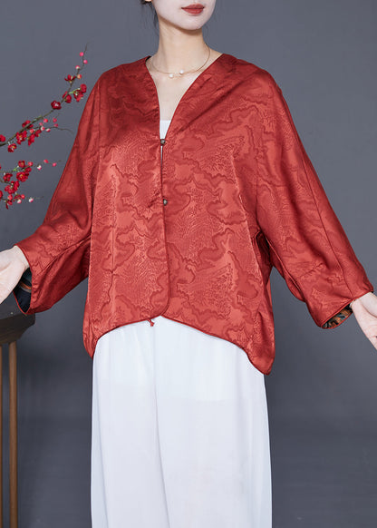 Orange Oversized Wear on Both Sides Silk Cardigans Summer