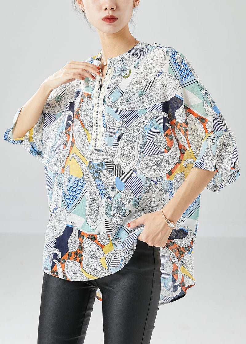 Oversized Print Chiffon Shirt Top Summer