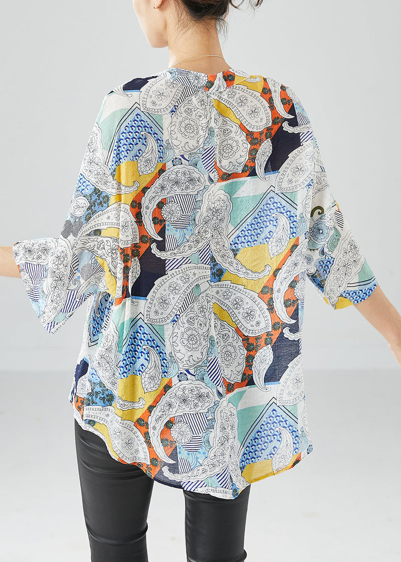 Oversized Print Chiffon Shirt Top Summer